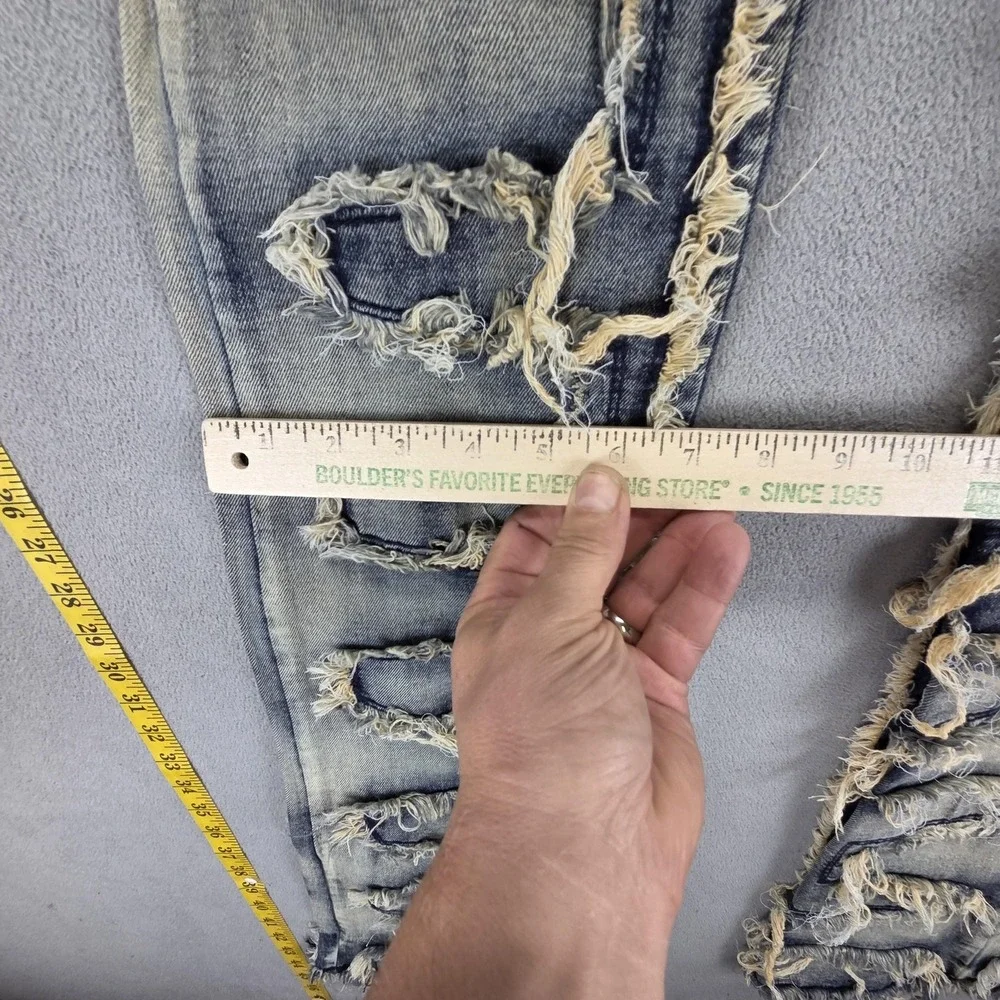 Rockstar Original Zariyah Stacked Flare Jeans Womens L Distressed Fringe 27x34